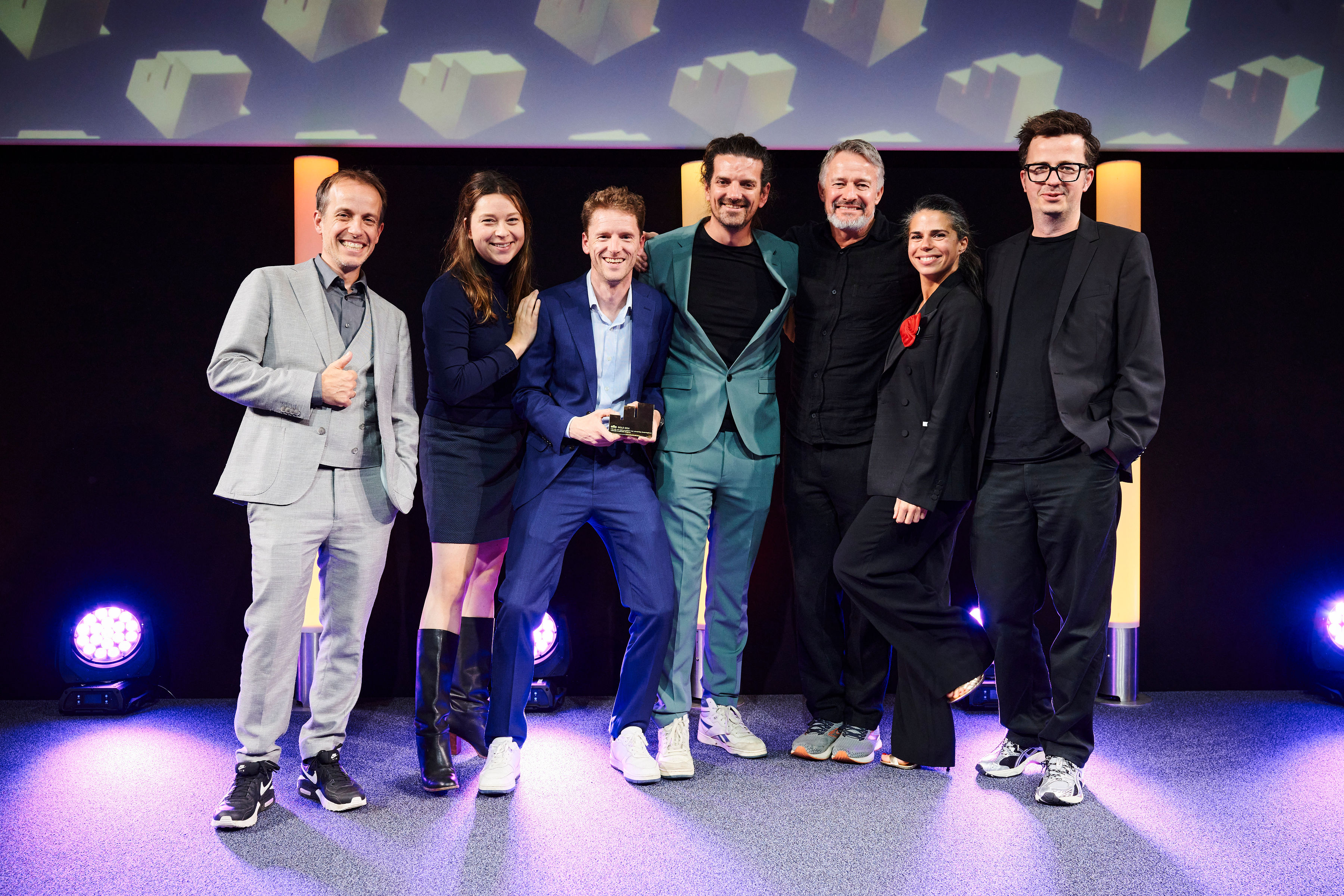 The Springbok team collecting their golden effie for VTM GO