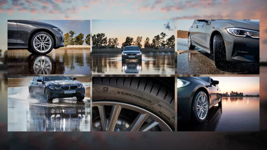 Photo collage of Springbok's content shoot in Rome to showcase Brigestone's Turanza 6 ENLITEN tyres.